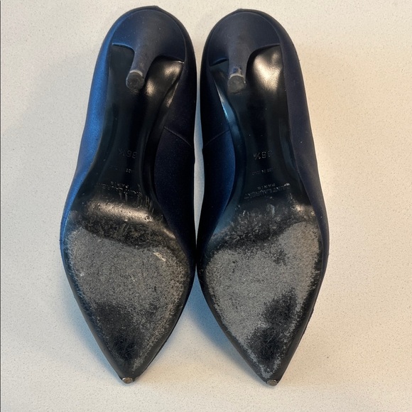 Saint Laurent Midnight Blue Satin Heels - Picture 10 of 11